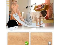 CCLIFE Fitnessgeräte|Holz Balance Board Wackelbrett Kinder Baby3 Jahre mit EVA Matte Montessori Spielzeug 85x30cm