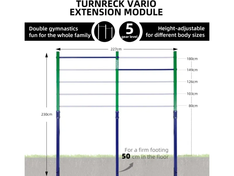 CCLIFE Fitnessgeräte|Reckstange Outdoor Turnreck bis 150kg Höhenverstellbar Doppelte Blau