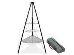 CCLIFE Grillzubehör|Schwenkgrill mit Grillrost und Feuernetz 166cm Hoch Drehbar Rutschfester Tragbarer