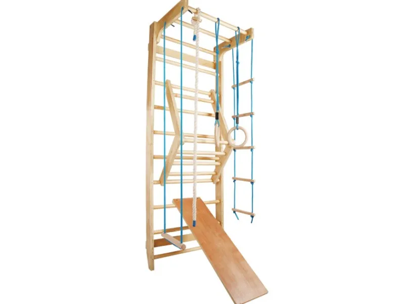 Sprossenwand Turnwand Gym Klettergerüst Holz Sportgerät mit Stange Fitness Kinder Erwachsene Blu*CCLIFE Sale