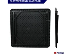 Balkontisch Klappbar 86x86cm Gartentisch Wetterfest 4 Personen Kunststoff Schwarz Campingtisch Outdoor Klapptisch Bistrotisch*CHEFGASTRO Clearance