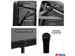 Balkontisch Klappbar 86x86cm Gartentisch Wetterfest 4 Personen Kunststoff Schwarz Campingtisch Outdoor Klapptisch Bistrotisch*CHEFGASTRO Clearance