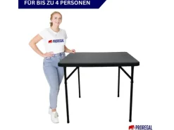 Balkontisch Klappbar 86x86cm Gartentisch Wetterfest 4 Personen Kunststoff Schwarz Campingtisch Outdoor Klapptisch Bistrotisch*CHEFGASTRO Clearance