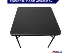 Balkontisch Klappbar 86x86cm Gartentisch Wetterfest 4 Personen Kunststoff Schwarz Campingtisch Outdoor Klapptisch Bistrotisch*CHEFGASTRO Clearance