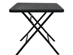 CHEFGASTRO Gartentische|Balkontisch Klappbar 78x78cm Gartentisch Wetterfest 4 Personen Kunststoff Holz Optik Schwarz Campingtisch Outdoor Klapptisch Bistrotisch