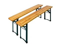 CHEFGASTRO Bierzeltgarnituren|Bierzeltgarnitur 3-Teilig Klappbar 1x Tisch Mit Schirmhalterung 2x Bierbank HxBxT 76x170x46 cm Lackiertes Holz Inkl. 12x Bodenschoner