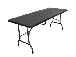 Buffettisch Klappbar 180x74cm Gartentisch Wetterfest Mit Tragegriff 8 Personen Kunststoff Holz Optik Schwarz Campingtisch Outdoor*CHEFGASTRO Online