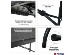 Buffettisch Klappbar 180x74cm Gartentisch Wetterfest Mit Tragegriff 8 Personen Kunststoff Holz Optik Schwarz Campingtisch Outdoor*CHEFGASTRO Online