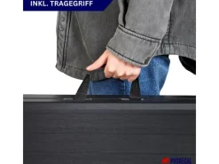 Buffettisch Klappbar 180x74cm Gartentisch Wetterfest Mit Tragegriff 8 Personen Kunststoff Holz Optik Schwarz Campingtisch Outdoor*CHEFGASTRO Online