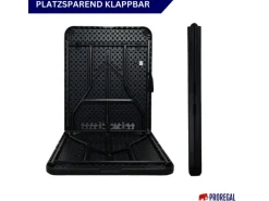 Buffettisch Klappbar 180x74cm Gartentisch Wetterfest Mit Tragegriff 8 Personen Kunststoff Holz Optik Schwarz Campingtisch Outdoor*CHEFGASTRO Online