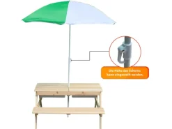 Kinder Gartenmöbel Für Kinder|Coemo Kindersitzgruppe Edi mit Wasserbecken und Sonnenschirm