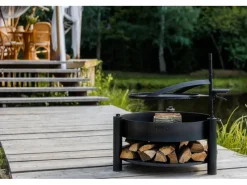 Feuerschale Stahl Montana X Inkl. Holzlager Ø 88 cm x 110 cm Schwarz*CookKing