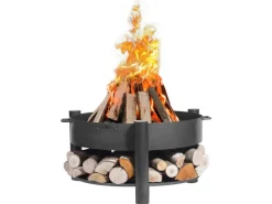 CookKing Feuerschalen|Feuerkörbe|Feuerschale Stahl Montana Inkl. Holzlager Ø 80 cm x 45 cm Schwarz