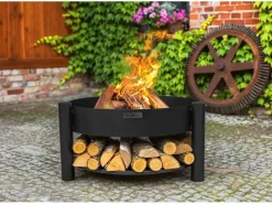 CookKing Feuerschalen|Feuerkörbe|Feuerschale Stahl Montana Inkl. Holzlager Ø 80 cm x 45 cm Schwarz
