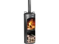 CookKing Gartenkamine|Feuerkörbe|Gartenofen Faro Stahl 40 cm x 40 cm x 158 cm Schwarz