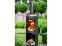 CookKing Gartenkamine|Feuerkörbe|Gartenofen Faro Stahl 40 cm x 40 cm x 158 cm Schwarz
