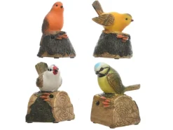 Deko-Figur Vogel mit Sensor und Ton 4-fach Sortiert Polyresin 10 cm Mehrfarbig* Hot