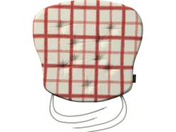 Dekoria Sitzkissen|Gartenstuhlauflagen|Stuhlkissen Peter mit Bindeschnur aus Stoffkollektion Avinon in Rot-Creme in 41x 38 x 3,5 cm