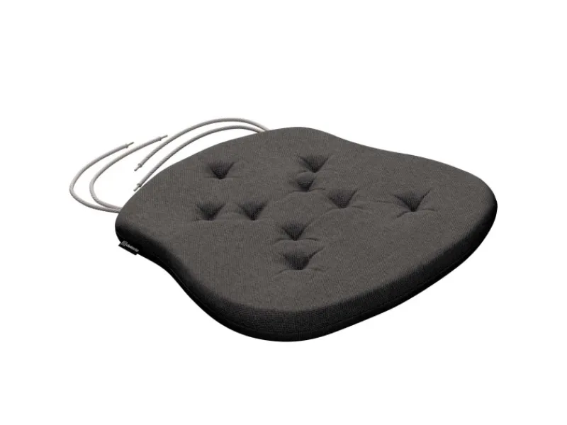 Stuhlkissen Peter mit Bindeschnur aus Stoffkollektion Etna in Dunkelgrau in 41x 38 x 3,5 cm*Dekoria Online