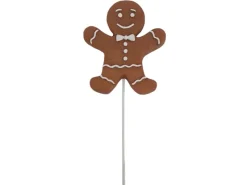 Deko-Weihnachtsfigur Pfefferkuchenmann mit Fliege Stecker 20,5 cm Braun-Weiß*