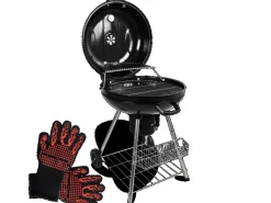deluxe4home Kugelgrills|Holzkohlegrills|BBQ Kugelgrill mit Ablage und Handschuhen