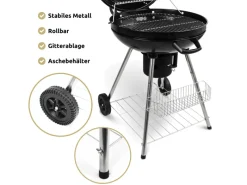 deluxe4home Kugelgrills|Holzkohlegrills|BBQ Kugelgrill mit Ablage und Handschuhen