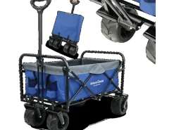 Kinder deluxe4home Kinder-Gartengeräte|Bollerwagen mit Breiten Reifen Blau Grau