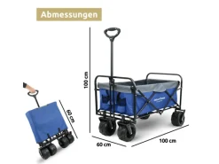 Kinder deluxe4home Kinder-Gartengeräte|Bollerwagen mit Breiten Reifen Blau Grau