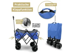 Kinder deluxe4home Kinder-Gartengeräte|Bollerwagen mit Breiten Reifen Blau Grau