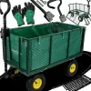 Kinder deluxe4home Campingzubehör|Kinder-Gartengeräte|Bollerwagen Transportwagen Inklusive Handschuhe Gruen