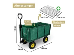 Kinder deluxe4home Campingzubehör|Kinder-Gartengeräte|Bollerwagen Transportwagen Inklusive Handschuhe Gruen
