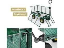 Kinder deluxe4home Campingzubehör|Kinder-Gartengeräte|Bollerwagen Transportwagen Inklusive Handschuhe Gruen