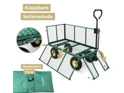 Kinder deluxe4home Campingzubehör|Kinder-Gartengeräte|Bollerwagen Transportwagen Inklusive Handschuhe Gruen