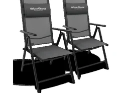 Gartenstuhl Klappstuhl mit 7 Stufen Verstellbarer Rückenlehne 2er Set*deluxe4home Best