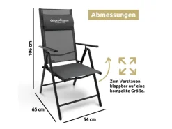 Gartenstuhl Klappstuhl mit 7 Stufen Verstellbarer Rückenlehne 2er Set*deluxe4home Best