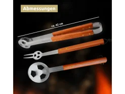 deluxe4home Elektrogrills|Grillset mit Grillbesteck Grillgabel Grillzange Grillwender und Grillhandschuh Fussball Design