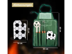 deluxe4home Elektrogrills|Grillset mit Grillbesteck Grillgabel Grillzange Grillwender und Grillhandschuh Fussball Design