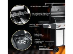 Grillwagen Gasgrill mit Deckel 3 Plus 1 Seitenbrenner Thermometer*deluxe4home Best