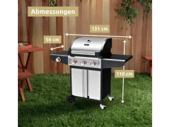 Grillwagen Gasgrill mit Deckel 3 Plus 1 Seitenbrenner Thermometer*deluxe4home Best