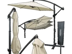deluxe4home Sonnenschirme|Sonnenschirm Ampelschirm mit Ständer Durchmesser 270cm Creme