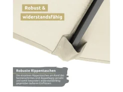 deluxe4home Sonnenschirme|Sonnenschirm Ampelschirm mit Ständer Durchmesser 270cm Creme