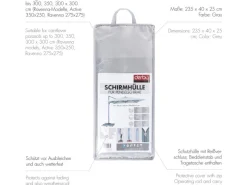 Derby Sonnenschirme|Schirmhülle Pendelschirme Ravenna 300, 350 und 3x3 D.827 Grau mit RV Stab