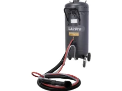 DeTec. Mobiler Sandstrahler 80l Sandstrahlgerät Mit 2,5m Schlauch Strahlgerät 3 bis 6 Bar Arbeitsdruck Mit Vakuumsystem* Outlet