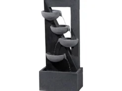 Dobar Wasserpumpe|Gartenbrunnen|Design-Gartenbrunnen XL Kaskade inkl. Pumpe und LED´s mit 4 Wasserschalen