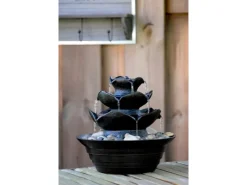 Dobar Wasserpumpe|Brunnenpumpe|Design-Zimmerbrunnen Polyresin in Felsen-Optik mit Deko-Steinen Schwarz