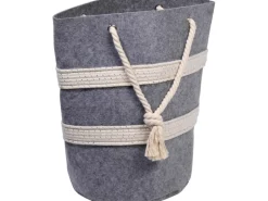 Filzkorb für Kaminholz mit Tragegriffen Grau-Weiß 40 cm x 40 cm x 60 cm*Dobar Sale