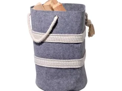 Filzkorb für Kaminholz mit Tragegriffen Grau-Weiß 40 cm x 40 cm x 60 cm*Dobar Sale