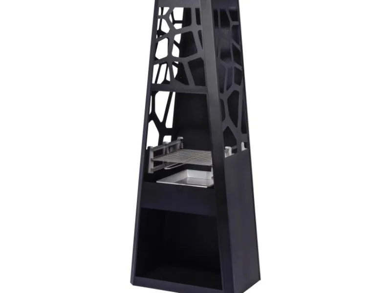 Dobar Feuerschalen|Gartenkamine|Gartenkamin Metall mit Grill-Rost Schwarz