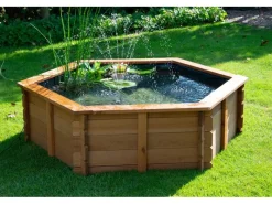 Gartenteich Hexagon inkl. Teichfolie Kiefer Braun 149 x 128,5 x 40 cm FSC®*Dobar Best