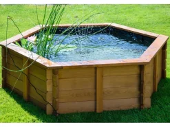 Gartenteich Hexagon inkl. Teichfolie Kiefer Braun 149 x 128,5 x 40 cm FSC®*Dobar Best